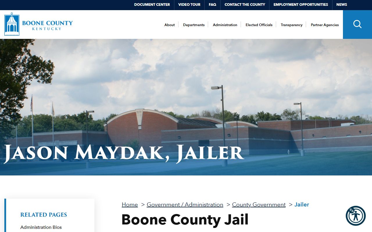 Boone County Jail website for recent bookings and inmate information