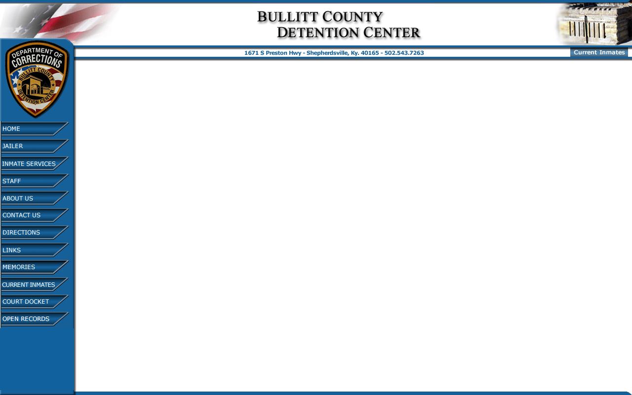 Bullitt County inmate list showing recent booking records