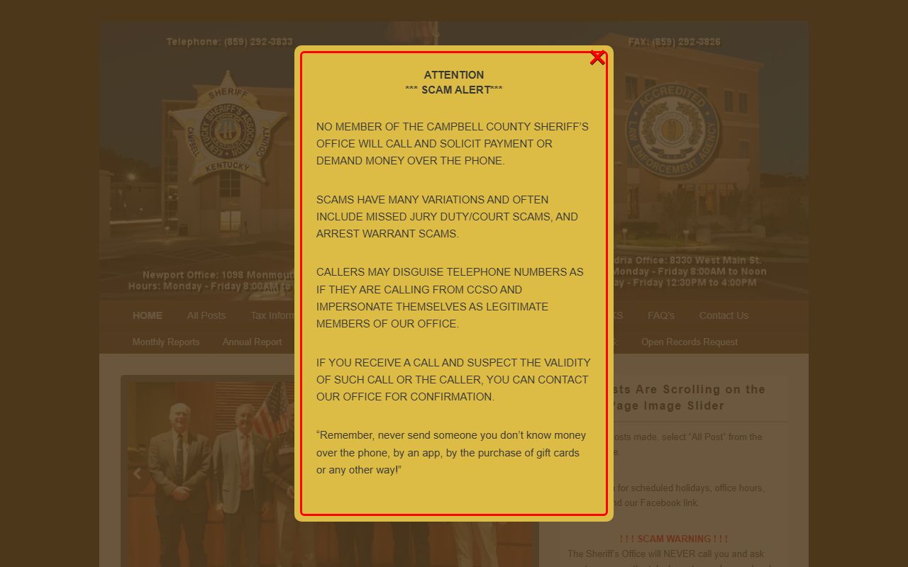 Campbell County Sheriff's Office website