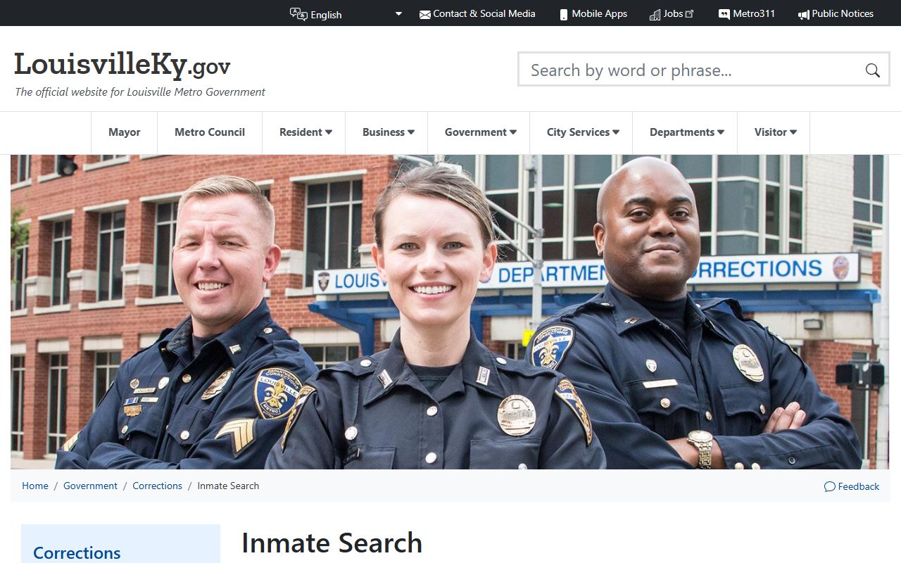 Louisville Metro Department of Corrections inmate search for Jefferson County recent bookings