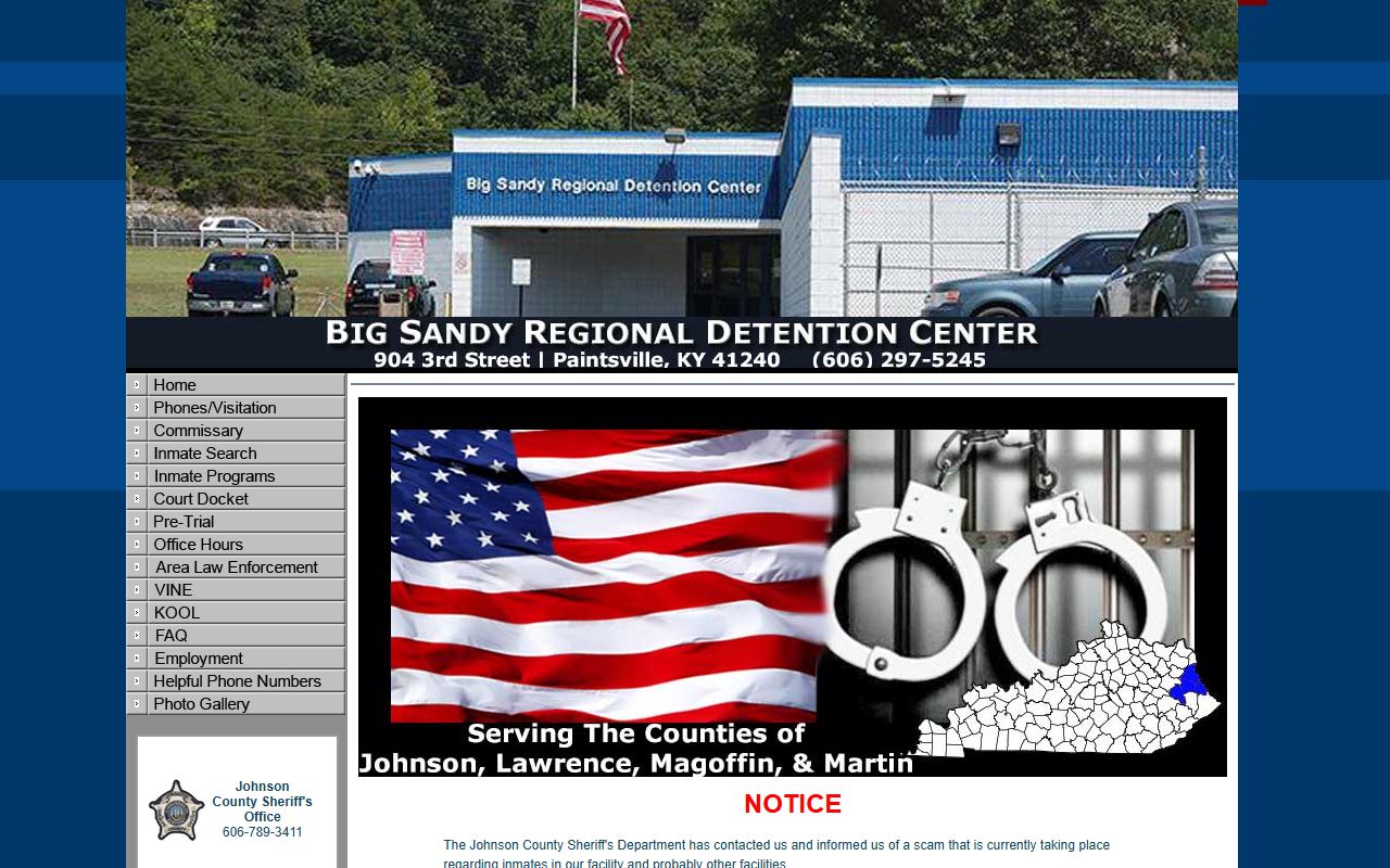 Johnson County Sheriff and Big Sandy Regional Detention Center serving Eastern Kentucky