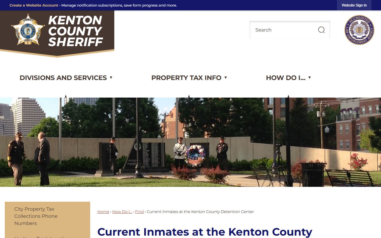 Kenton County Sheriff current inmate search page