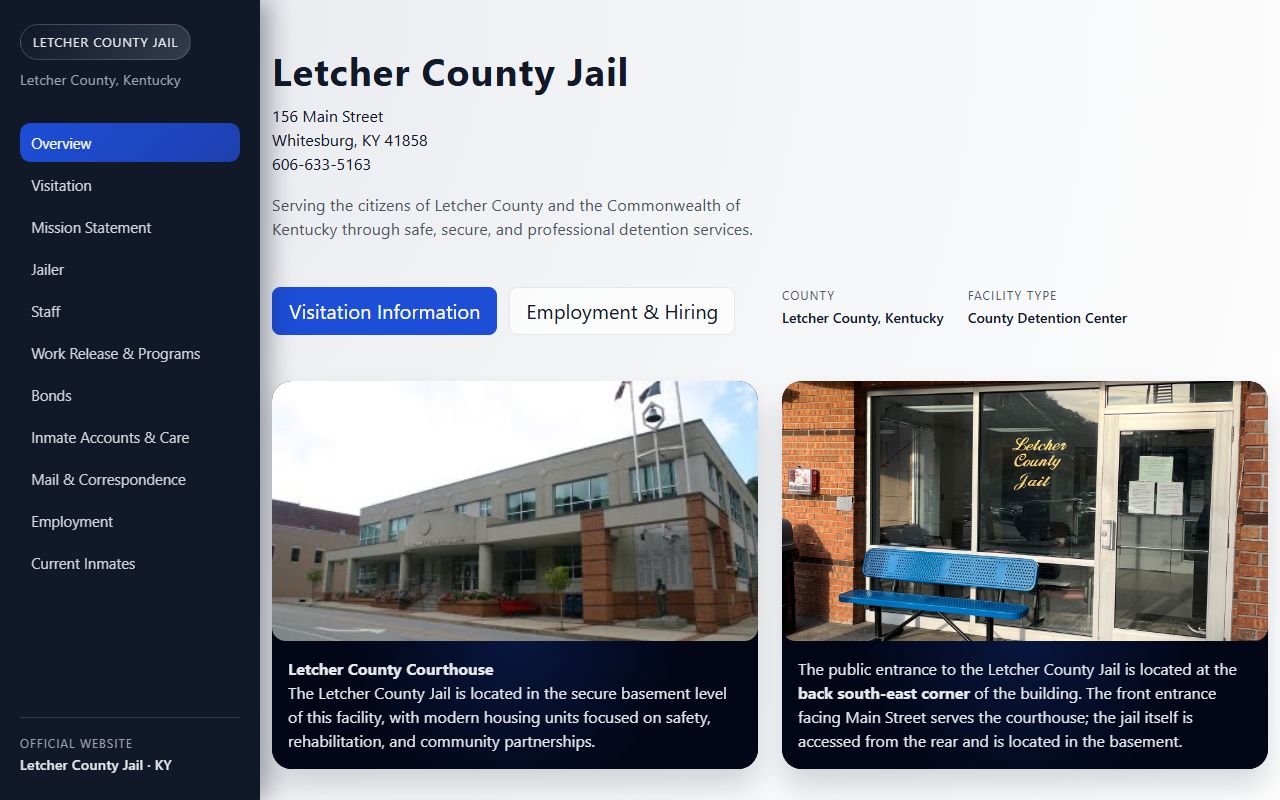 Letcher County Sheriff and Jail facility in Whitesburg Kentucky