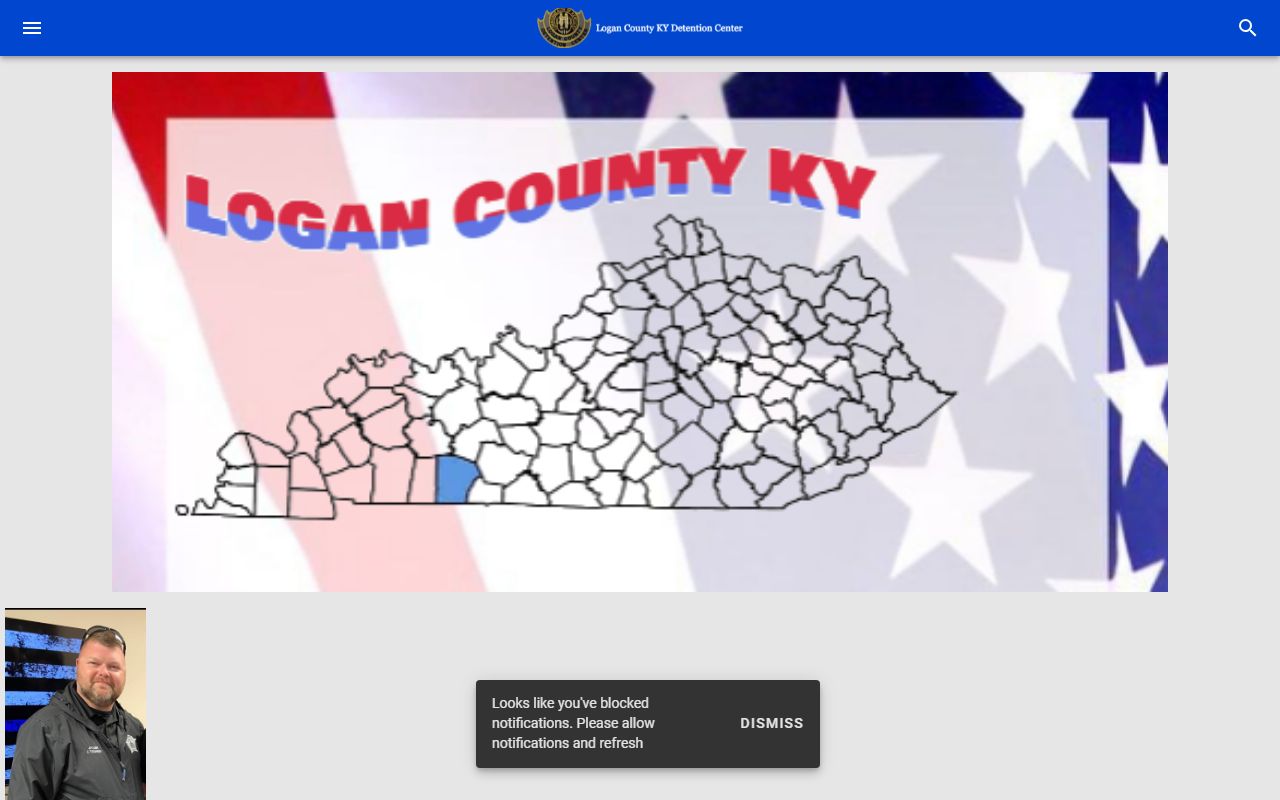 Logan County Jail website showing recent booking records