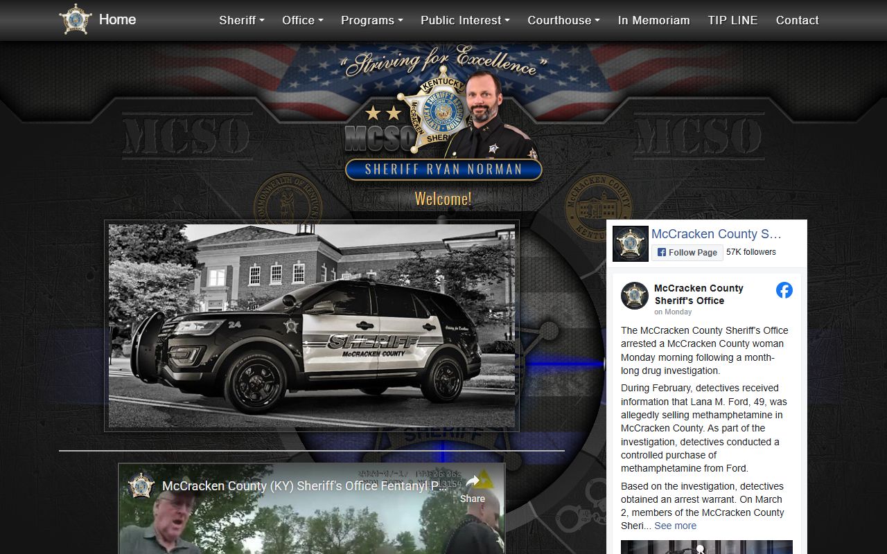 McCracken County Sheriff website showing law enforcement information