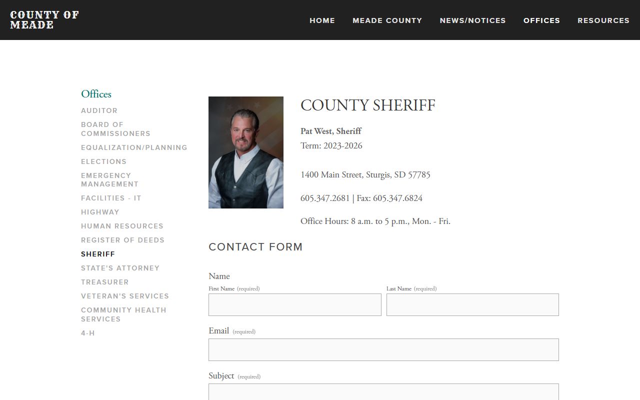 Meade County Sheriff website showing booking records