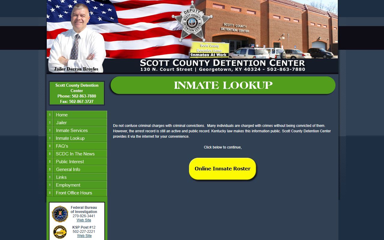 Scott County Sheriff Inmate Lookup system interface