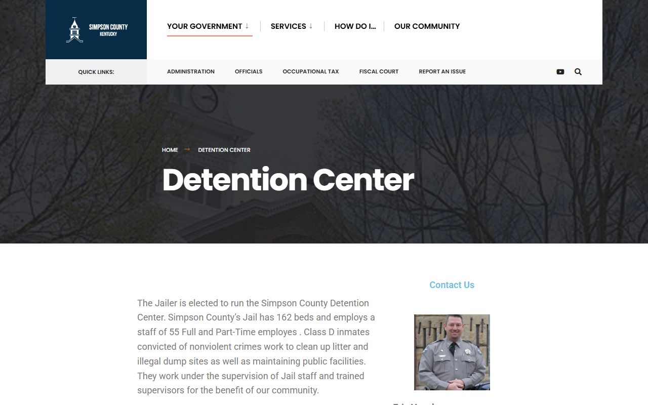 Simpson County Detention Center website showing recent booking information