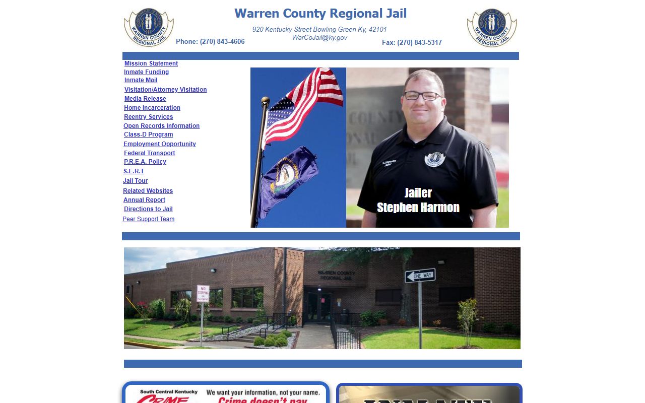 Warren County Regional Jail website for recent bookings