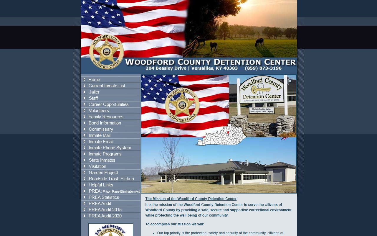 Woodford County Detention Center website showing recent booking records